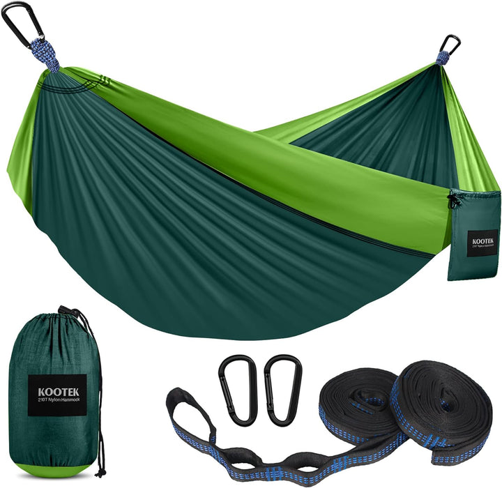 Camping Hammock, Camping Essentials, Lightweight Portable Double & Single Hammock with Tree Straps, Camping Gear for outside Hiking Camping Beach Backpack Travel