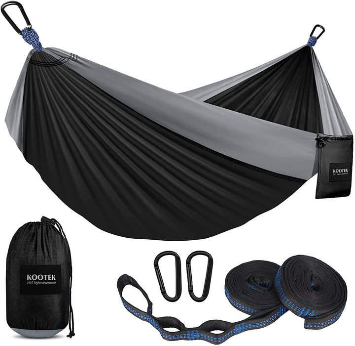 Camping Hammock, Camping Essentials, Lightweight Portable Double & Single Hammock with Tree Straps, Camping Gear for outside Hiking Camping Beach Backpack Travel