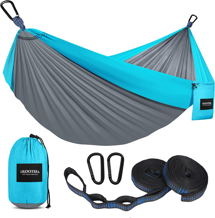 Camping Hammock, Camping Essentials, Lightweight Portable Double & Single Hammock with Tree Straps, Camping Gear for outside Hiking Camping Beach Backpack Travel