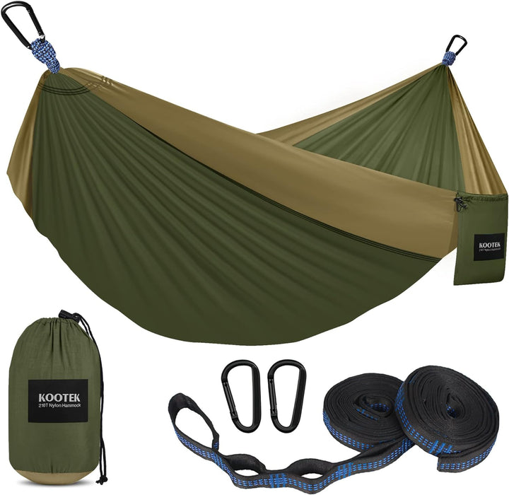 Camping Hammock, Camping Essentials, Lightweight Portable Double & Single Hammock with Tree Straps, Camping Gear for outside Hiking Camping Beach Backpack Travel