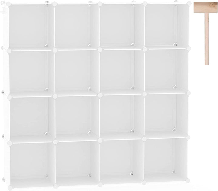 Cube Storage Organizer, 16-Cube Shelves Units for Closet, DIY Plastic Modular Bookshelf, Bookcase, Storage Cubes Ideal for Bedroom, Living Room, 48.4" L × 12.4" W × 48.4" H Black SUM3016H