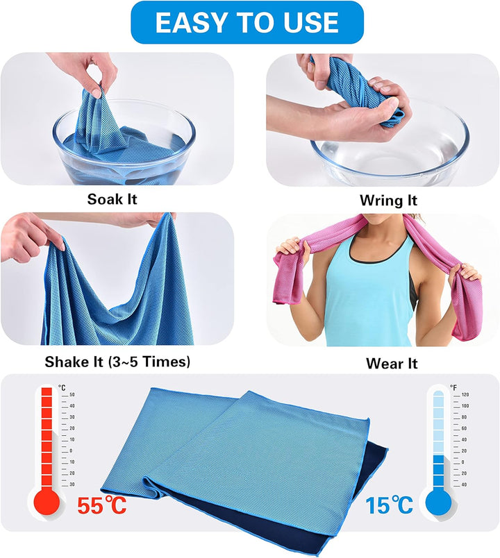 Cooling Towels - 4 Pack Cooling Towel(40"X12"), Cooling Towels for Neck and Face, Microfiber Soft Breathable Cooling Towel for Hot Weather