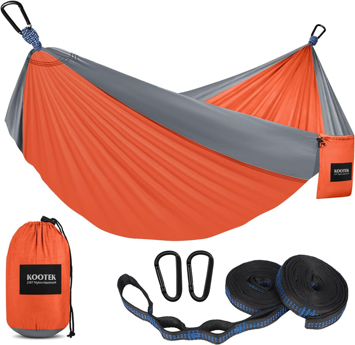 Camping Hammock, Camping Essentials, Lightweight Portable Double & Single Hammock with Tree Straps, Camping Gear for outside Hiking Camping Beach Backpack Travel