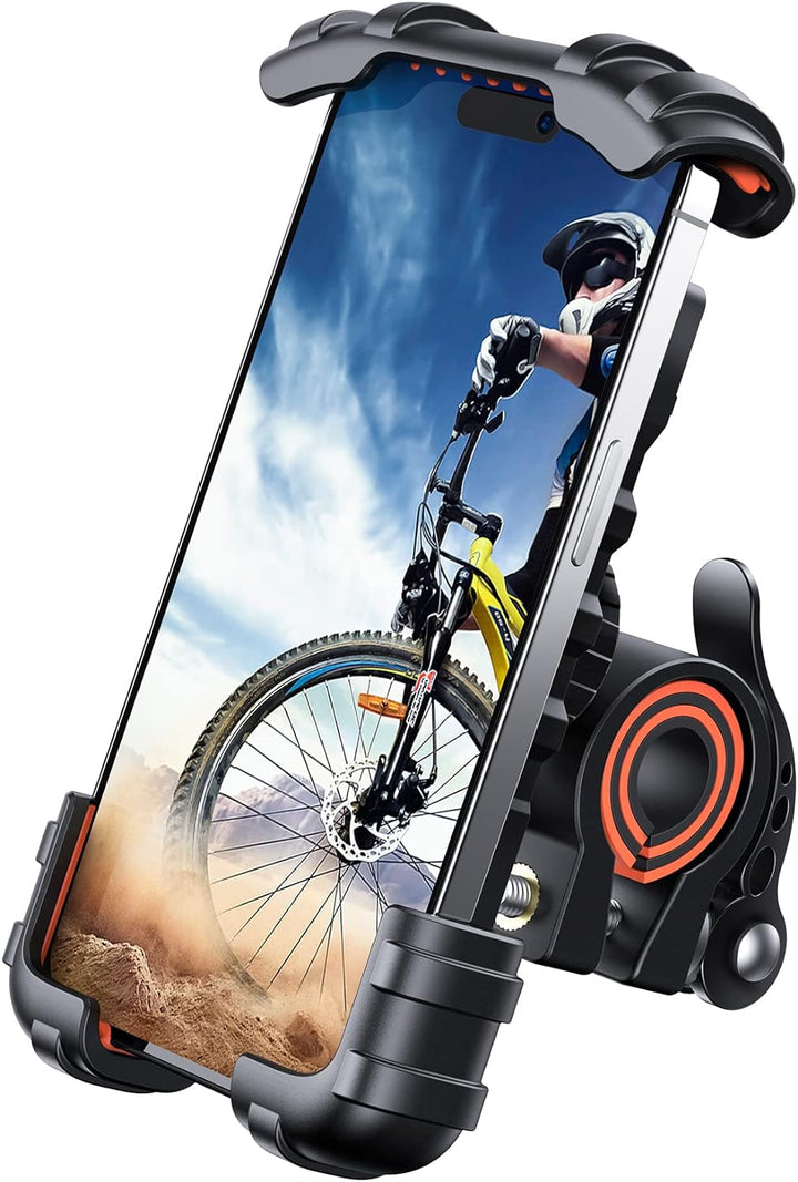 Bike Phone Holder, Motorcycle Phone Mount - Motorcycle Handlebar Cell Phone Clamp, Scooter Phone Clip for Iphone 15 Pro Max/Plus, 14 Pro Max, S9, S10 and More 4.7" to 6.8" Smartphones