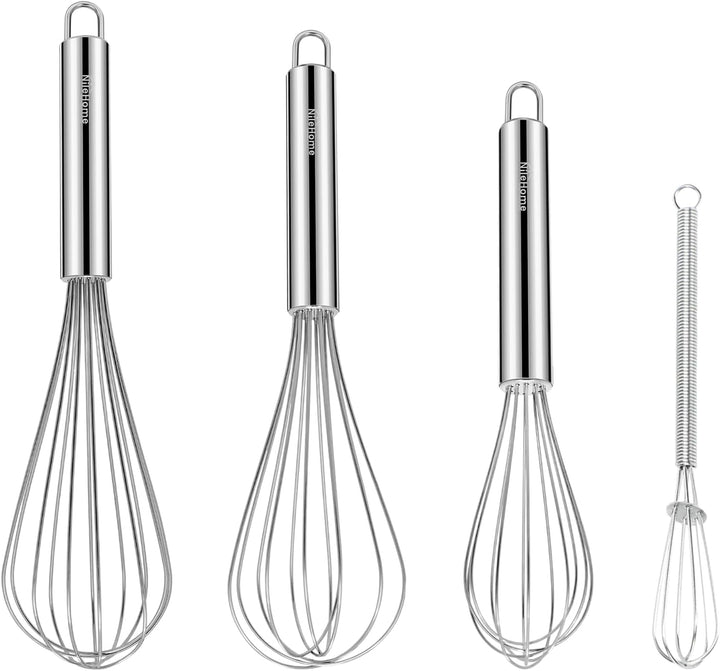 Stainless Steel Whisk Set 8" 10" 12" Kitchen Whisk Balloon Whisk Kitchen Wisk Wire Whisks for Cooking, Whisking, Blending, Beating, Stirring-3 Pack…