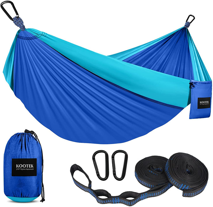 Camping Hammock, Camping Essentials, Lightweight Portable Double & Single Hammock with Tree Straps, Camping Gear for outside Hiking Camping Beach Backpack Travel