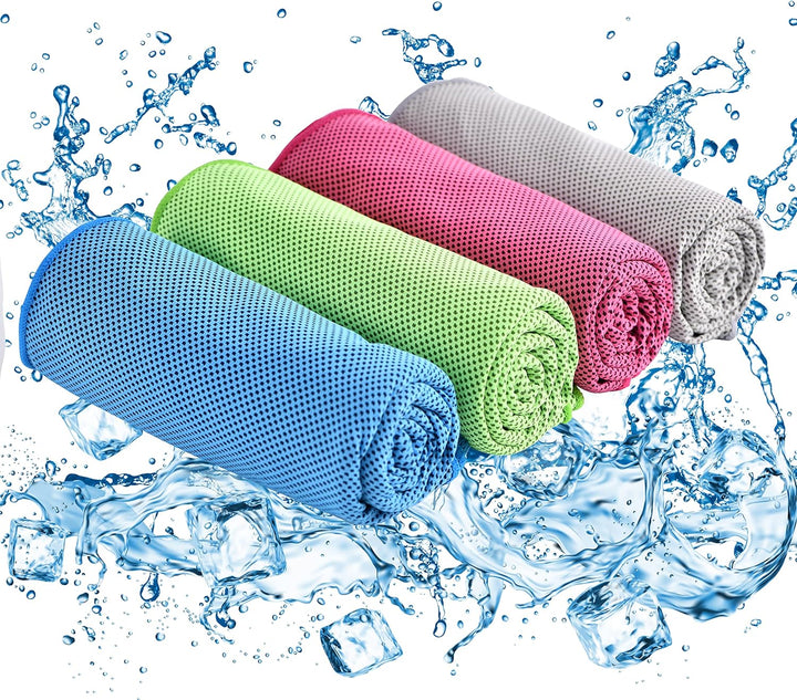 Cooling Towels - 4 Pack Cooling Towel(40"X12"), Cooling Towels for Neck and Face, Microfiber Soft Breathable Cooling Towel for Hot Weather