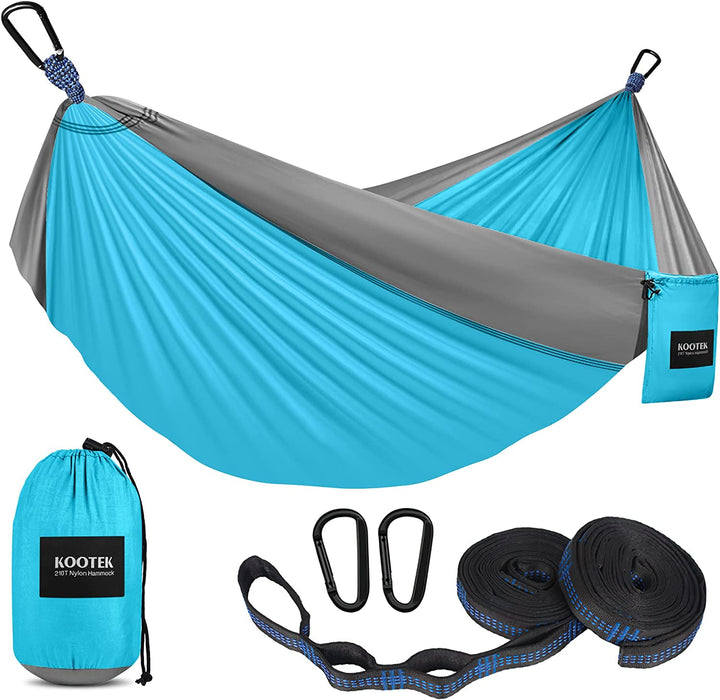 Camping Hammock, Camping Essentials, Lightweight Portable Double & Single Hammock with Tree Straps, Camping Gear for outside Hiking Camping Beach Backpack Travel