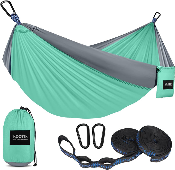 Camping Hammock, Camping Essentials, Lightweight Portable Double & Single Hammock with Tree Straps, Camping Gear for outside Hiking Camping Beach Backpack Travel