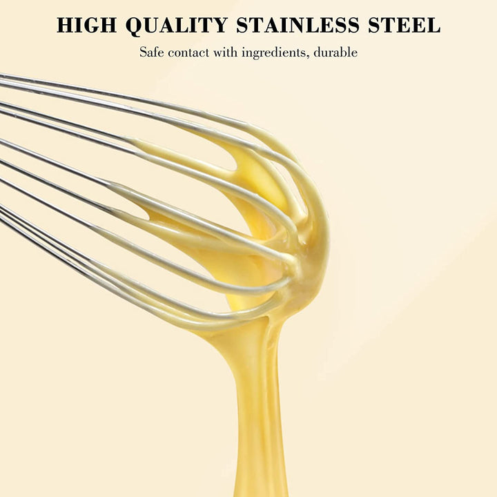 Stainless Steel Whisk Set 8" 10" 12" Kitchen Whisk Balloon Whisk Kitchen Wisk Wire Whisks for Cooking, Whisking, Blending, Beating, Stirring-3 Pack…