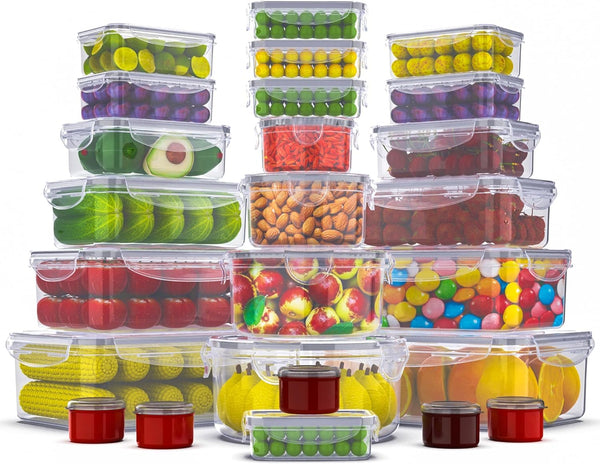 50 Pcs Large Food Storage Containers with Lids Airtight-85 OZ to Small Containers-Total 526OZ Stackable Kitchen Set -BPA Free Leak Proof Containers- Freezer Microwave Safe